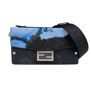 Fendi Soft Trunk Shoulder Bag Blue Black Leather